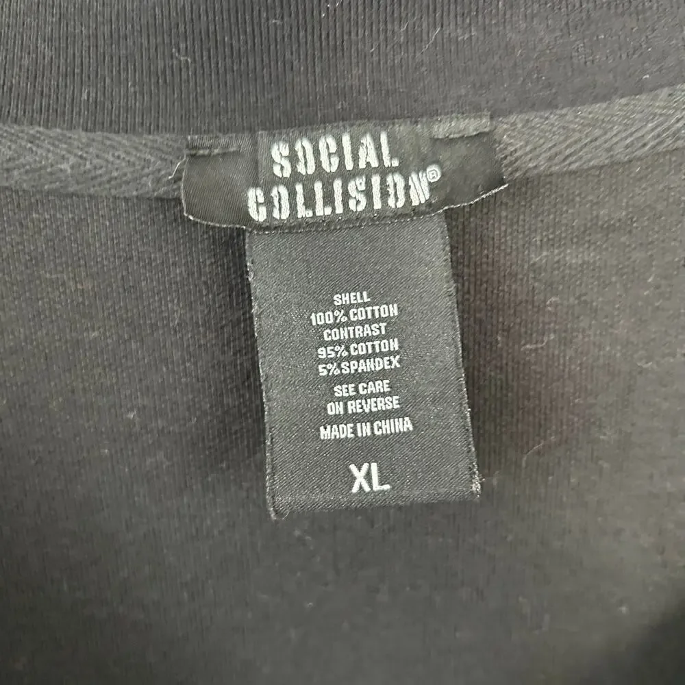 Social Collision Women Short Sleeve Mini Shirt Dress Goth School Black Size XL - Picture 3 of 5